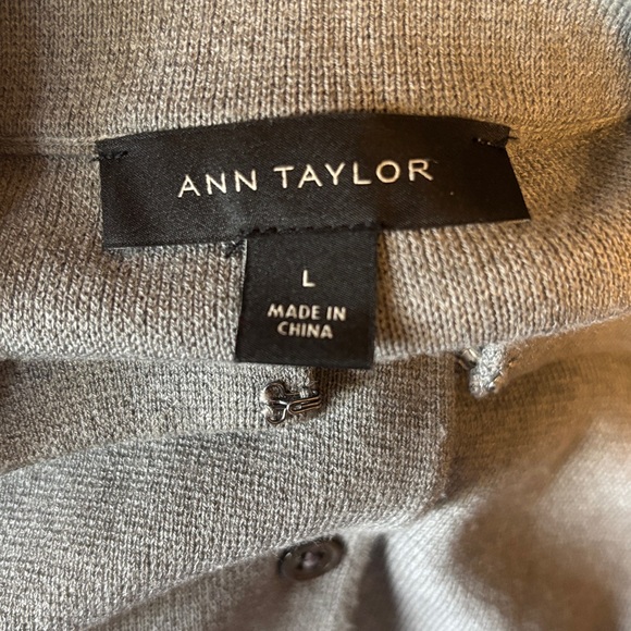 ANN TAYLOR Gray Embellished Collar Cardigan - Picture 11 of 12